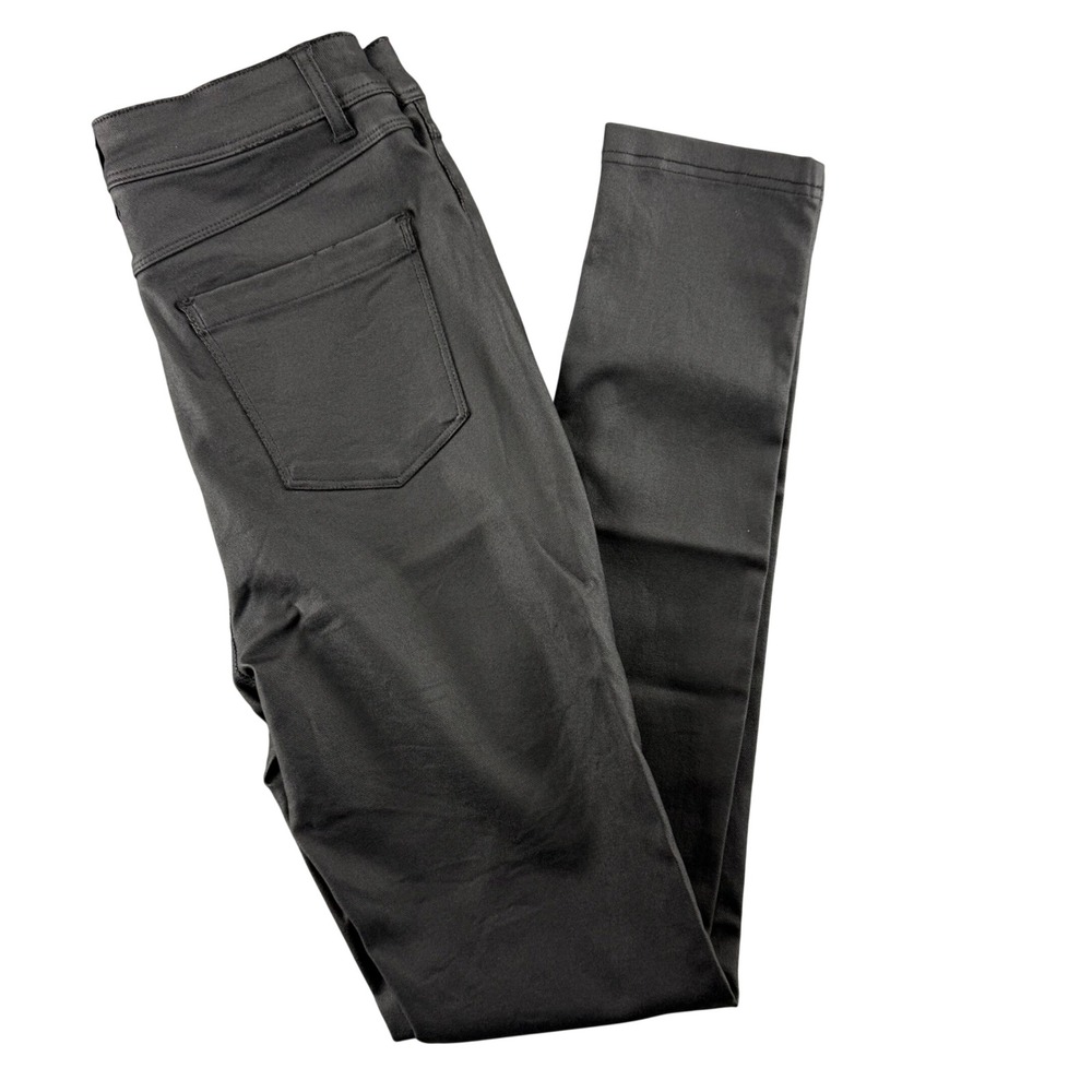 Chocolate USA Womens Black Coated Skinny Pants High Rise Stretch Chino Size S